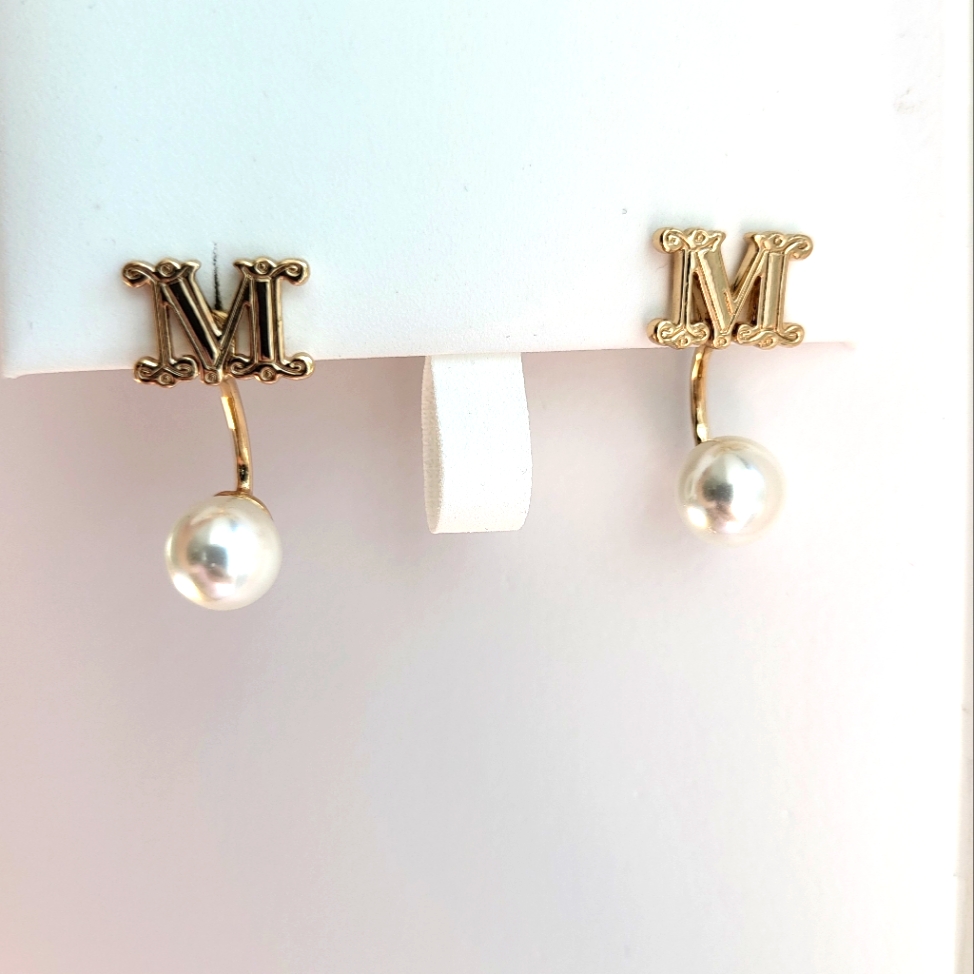 Maxmara Logo Earring With Pearl